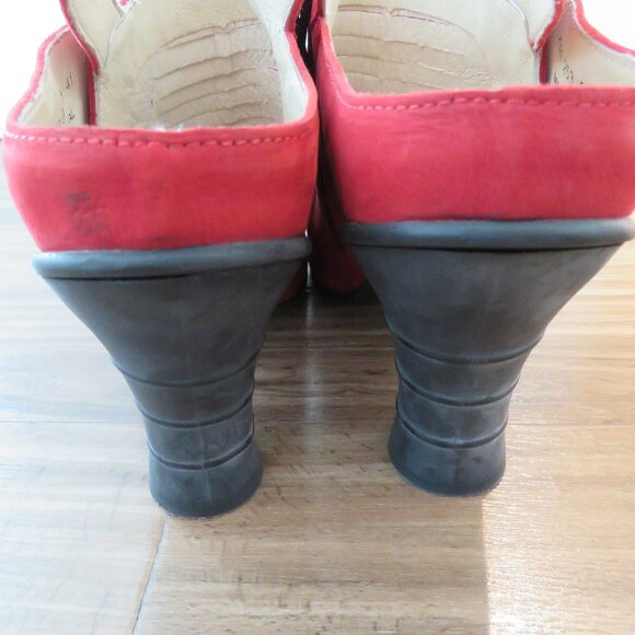 FLY LONDON Amid Suede Peep Toe Perforated Sandals in Red - Size US 10 - 10.5 - Picture 4 of 14